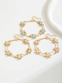 1 buah Gelang Kaki Dua Lapis Motif Bintang Laut Manis Musim Panas untuk Anak Perempuan, Cocok untuk Liburan Pantai, Kencan, dan Kehidupan Sehari-hari, Aksesori Perhiasan untuk Hadiah Ulang Tahun Anak-anak - MultiWarna - View 3