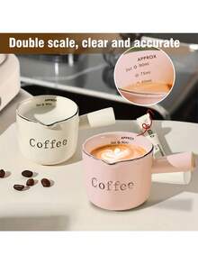 1/2pcs 90ML Espresso Cup With Handle, V-Shaped Ceramic Espresso Cup, Coffee Measuring Cup And Milk Pitcher, Suitable For Espresso Making And Milk Frothing, Ideal Choice For Espresso Lovers - Multicolor - View 6