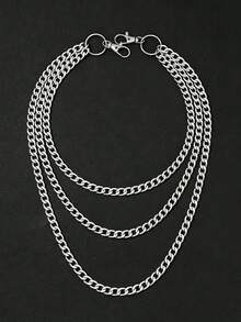 1pc Fashion Street Denim Jeans Chain Men's Premium Hip Hop Personalized Multi-Layer Chain Waist Chain Suitable For Daily Wear - Silver - View 2