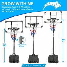 Portable Basketball Goal System With Stable Base And Wheels, Use For Indoor Outdoor Teenagers Youth Height Adjustable 5.6 To 7ft Basketball Hoop 28 Inch Backboard - Transparent + Iron - View 2