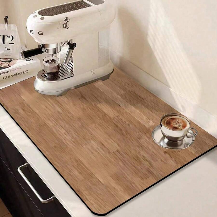 1pc Multifunctional Wood Grain Pattern Quick-Dry Mat, Anti-Slip, Absorbent, Stain-Resistant, Suitable For Multiple Occasions, Washing Machine, Coffee Machine, Dining Table - Multicolor - View 1
