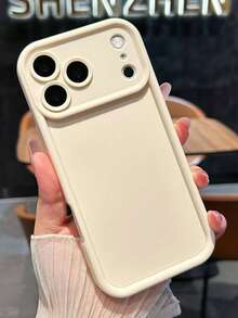 奢華純色短繩手機殼，適用於 iPhone 17 Pro Max 16 15 14 13 12 Pro Max，極簡時尚易保護背蓋 - 白色 - 查看 2