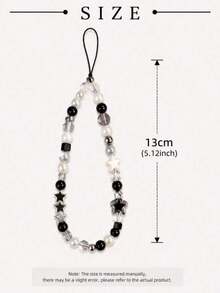 1pc Starry Sky Phone Chain, Transparent Acrylic Handmade Beaded Camera Lanyard, Phone Accessory, Phone Lanyard, Smartphone Wrist Strap, Smartphone Crossbody Bag (Actual Size May Vary Slightly From The Photo Due To Shooting Angle And Magnification) - Black - View 5