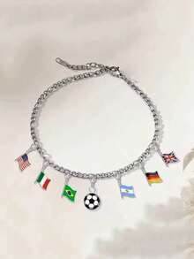 TEAMER 1pc Colorful National Flag Pattern Pendant, Handmade DIY Accessory, Can Be Used As Keychain, Bag Charm, Jewelry Decoration - Fashion Series - View 6