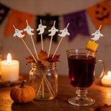 100pcs/Pack (12cm/4.72in) Cute Creative Halloween Fairy Monster Disposable Fruit Picks, Suitable For Bar, Restaurant, Party, Platter, Cake, Dessert, Cocktail And Burger Decoration - View 4