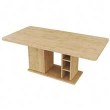 Extendable Dining Table 140/180 * 80 Cm, Suitable For 6-8 People, With Storage Space, Thickened Tabletop, Extendable Dining Table In Scandinavian Style, Oak Color - 駝色 - 查看 8
