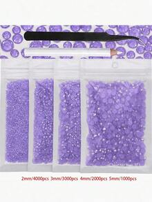 4袋 2-5mm 10,000顆樹脂水晶水鑽，適用於手工藝、衣物與布料，皇家藍平底寶石，深藍色平底水鑽，混尺寸大包裝，非熱熔，手工DIY手機殼、應援扇用（附黑色鑷子 + 白色點畫筆） - 多色 - 查看 38