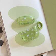 Fashion Creative Translucent Green Blue Flower Earphone Case With Hanging Ring For Airpods 4th Gen, Cute Earphone Cover For Apple 2nd Gen 3rd Gen New Protective Case Pendant Airpodspro 3 Korean Style Earphone Case Pro 2 Girls Earphone Case Protective Cover Spring Summer Earphone Case Birthday Gift Holiday Gift - Green - View 7