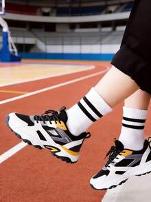 5 Pairs Minimalist Double Stripe Kids Sports Mid-Calf Socks, Suitable For Boys And Girls, All Season - Multicolor - View 4