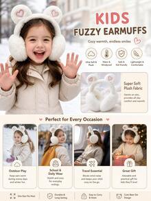 1pc 3-14Y Winter Children Cartoon Girls Ear Muffs, Cold-Proof Headwear Student Ear Protection Warm, Cute Heart-Shaped Ears, Suitable For Boys And Girls, Cold Winter - 1PCS - View 5