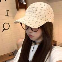 1pc New Soft Top Sun Protection Student Baseball Cap, Face-Slimming Korean Brand Embroidered Letter & Floral Baseball Cap, Versatile For Women - Multicolor - View 5