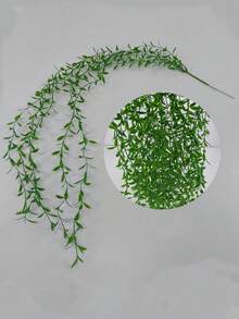 10/6/1件裝人造吊掛藤蔓，仿真柳樹枝，塑膠綠葉，人造常春藤，適用於牆面、陽台、花園、婚禮、窗台、派對花環裝飾，居家室內/室外花園DIY籃/盆栽填充，派對裝飾，宿舍房間裝飾 - 綠色 - 查看 10