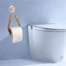1/2pcs Handmade Jute Rope Toilet Paper Holder, Vintage Style Hook, Wall-Mounted Towel Ring, Toilet Paper Holder With Hook, Towel Rack, Natural Jute Rope, Bathroom Accessories - Khaki - View 6