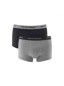 Emporio Armani [حزمة] سراويل داخلية وايوماينج + 3 عبوات سراويل داخلية مطاطية للرجال - رمادي + أزرق / أزرق / أزرق - مشاهدة 2