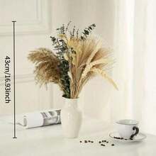 Large Capacity Brown Artificial Fluffy Reed Grass With Rabbit Tail Grass, Classic Bohemian Style Bouquet, Wedding Home Party Table Centerpiece Decoration DIY Floral Arrangement - Brown Green - View 5