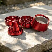 1PC Brushed Metal Creative Design 4-Layer Grinder, Wavy Serrated Layered Top Cover, Multi-Color Options, Pocket Portable Desktop Herb Grinder, Smoking Accessories - View 6