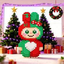 1400pcs Colorful Christmas Rabbit Building Blocks Set. Party Games Office Living Room Decor, DIY Handmade Creative Stress Relief Toy, Halloween, Birthday, Valentine's Day, Christmas Gifts, Holiday Display, Fun Construction Puzzle, Cartoon Design, Sturdy Assembly, Precise Fit. Gift For Friends And Family. - Multicolor - View 5