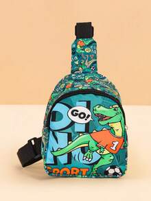 1PC Toddler Dinosaur And Shark Pattern Chest Bag, Adjustable Shoulder Strap One Shoulder Crossbody Bag, Lightweight Comfortable Casual Bag Suitable For Toddler School And Daily Wear - Multicolor - View 6