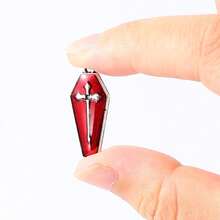 10pcs Enamel Halloween Pendants 25*11mm Cute Vampire Cross Coffin Charms, For Jewelry Making, Women's Earrings Necklace Keychain Gothic Style Accessories - Multicolor - View 4