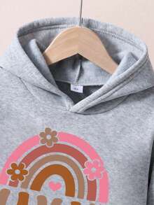 Hoodie dan Celana Olahraga Hangat dengan Motif Huruf untuk Balita - Grey - View 3
