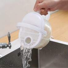1pc Quick Rice Washer Dual Outlet Design Plastic Rice Strainer With Filter Basket, Grain Bean Fruit Vegetable Cleaning, Convenient Kitchen Vegetable Washing Tool, Essential Practical Cooking Accessory - One Size - View 7