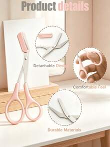 1/3/5pcs Premium Cute Pink Beauty Style , Polished Solid Stainless Steel , Built-In Attached Comb Integrated Design , Eyebrow Trimming Grooming Scissors , For Women Makeup Beginners , Travel Daily Eye Makeup Gift Tool - Eyebrow Trimmer - View 10