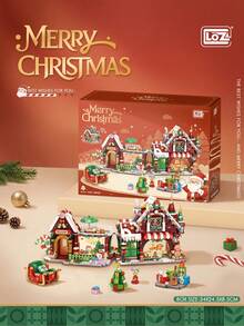 LOZ 1825pcs Small Particle Building Blocks, Foldable Christmas House Building Blocks, Assembly Building Block Set, Birthday Gift, Christmas Gift, Activity Party Gift - Red - View 6