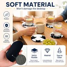 6/24 Stücke Cartoon runde Untersetzer mit Gummiboden, geeignet als Getränkematten, Kaffeematten, dekorative Matten, für Zuhause, Büro, Bar, Feiertage oder Party Küchen Dekoration Mehrteiliges Set - Verschiedenfarbig - Übersicht 5