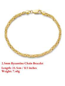 1pc 925 Sterling Silver 18K Gold Plated Bracelet, Unique Byzantine Design, Exquisite Women's Birthday Party Anniversary Gift - Yellow Gold - View 7