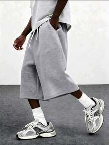 Men's Light Gray All-Season Sports Outdoor Casual Street American Style Jogging 3/4 Pants - Light Grey - View 3