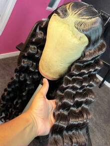 NARNI 40 Inch 250% Density Wear And Go Glueless Human Hair Wig 13x4 HD Loose Deep Wave Lace Front Wigs Human Hair Pre Plucked Wet And Wavy Curly Lace Front Wig Human Hair For Women With Baby Hair Natural Black Color - Natural Black - View 4
