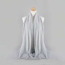 1件女款透氣時尚金線亮片頭巾 純色薄紗披肩 - S48844-灰色 - 查看 3