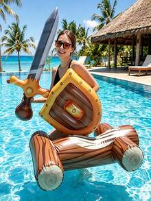 Pool Battle Float Toy Inflatable Battle Shield, Lightweight Durable Compact Design, Suitable For Home, Dorm, Beach, Lake, Pool Party, Outdoor Use, Fun Summer Water Games - Multiple Styles - View 7