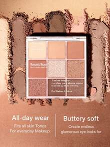 Romantic Beauty RMT 9-Color Eyeshadow Palette, Shimmering Pink Eyeshadow Palette, Long-Lasting Makeup, Daily Use, Gift For Mother, Gift For Girlfriend, Gift For Sister - #01 - View 2