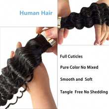 Deep Wave Tape In Extensions Human Hair Deep Curly Tape On Hair Extensions Skin Weft Remy Natural Hair Extensions #1B - Natural Black - View 5
