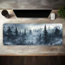 1pc Cool-Toned Misty Forest Desk Mat-Large Gaming Mouse Pad, Office ...