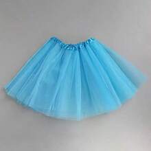 Women's Mesh Tutu Skirt, Elastic Waist Chiffon Short Slip Skirt, Princess Ballet Skirt, Underskirt, Bubble Skirt, Adult White Skirt, Autumn Women's Clothing - Blue - View 6
