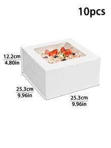 5 Pieces Or 10 Pieces Square Bread Boxes With Windows, Suitable For , Pastries, Chocolates, Cookies, Parties, Birthday Parties, Weddings, And Christmas. - View 14