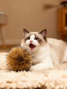 1/2/3/4/5pcs Rabbit Fur Cat Teaser Ball, Spherical Silent Soothing Cat Ball - Multicolor - View 3