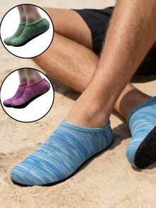 1 Pair Striped Diving Socks, Holiday Gift, Daily Home Wear Floor Socks, Fitness Sports Socks, Multi-Functional Unisex Short Socks, Lightweight Breathable Non-Sweaty, Versatile Colors With Multiple Sizes Available - Multicolor - View 1