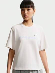 Nike Women's AS W NSW SS TEE BOXY Short Sleeve Knit Collarless T-Shirt TIW1213-030 - Baby Blue - View 3