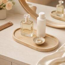 5Pcs Multi-Scene Multi-Functional Bamboo Oval Coasters, Multi-Use Bathroom Decor Tray, Aromatherapy & Jewelry Storage Dish, Table Decor For Christmas Thanksgiving Holiday Party, Non-Food Contact - Champagne - View 4