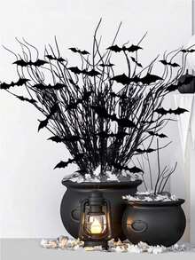 30/10pcs Black Halloween Branches Decor, Artificial Twisted Twig Stems, Artificial Curly Branches For Vase Arrangement, Gothic Style Halloween Tree Branch Sprays, Halloween Party Table Centerpiece Decoration Berry Sprays - Multiple Styles - View 7