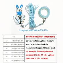 Bộ 3 món dây dắt thú cưng nhỏ, dây đeo ngực điều chỉnh được cho chim/vẹt kèm dây huấn luyện và dây đeo cổ tay, bộ dụng cụ chống lạc ngoài trời. - Màu xanh nhạt - Xem 13
