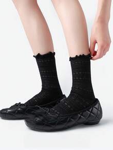 1/3 Packungen Damen Knöchelsocken in verschiedenen Farben, atmungsaktiv mit Rüschenbündchen, gemütlich im Cottagecore-Stil für Zuhause, Loungewear und lässigen Alltag - Verschiedenfarbig - Übersicht 11