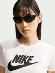 Nike Women's AS W NSW CLUB SS TEE ICN FTRA Short Sleeve Knit Collarless T-Shirt TDX7907-133 - Black and White - View 4