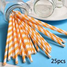 25/100pcs Light Blue/Pink Striped Straws, Beverage Straws, 6mm Diameter, Cute Cartoon Striped Paper Straws, 197mm Length - Perfect For Birthday Parties, Weddings And Anniversaries, Mother's Day - View 31