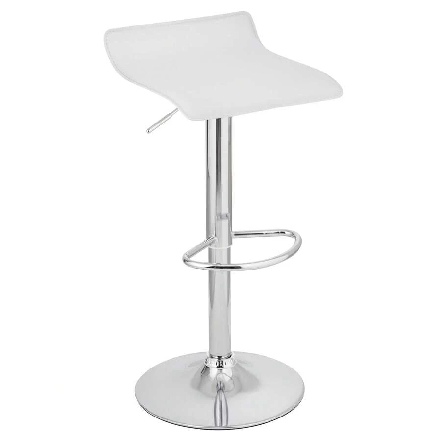 Baroni Home Draaibare Barkruk met Verstelbare Hoogte, Verchroomde Voet met Voetensteun en Krasbestendige Onderkant, Barkruk voor Keuken, Restaurant en Keukeneiland, Eenvoudig te Monteren, 38 x 45 x 59-79 cm - Wit - Bekijken 1