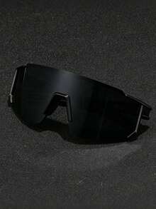 1pc Men's Plastic Sports Cycling Decorative Fashion Glasses Suitable For Daily Wear, Photography, Shopping, Cycling, Skiing And More - Black - View 3