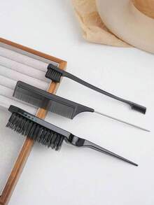 Perfect 3-Piece Hair Comb Set, Including Volumizing Comb, Tail Comb And Hairline Comb, Suitable For Combing Hairline And Nape Hair, Easily Untangling And Smoothing Hair. This Set Combines Multiple Hair Styling Tools And Accessories, Making It An Ideal Choice For Hair Salons, Beauty Parlors, Back To School Season And Travel. - A - View 2